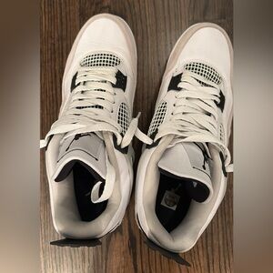 Nike Air Jordan 4 Men's White and Black Sneakers 9:5